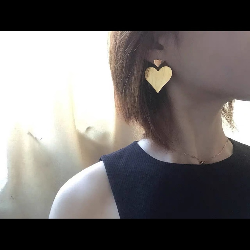 Double Heart Dangle Earrings